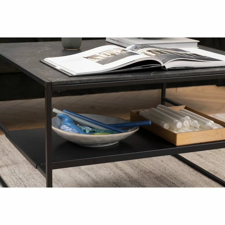 Loftscape Red Living Table Basse Zap II – Imitation Marbre Noir / Noir