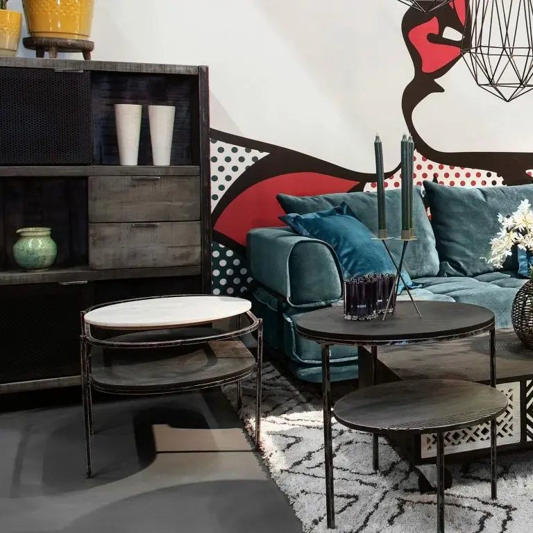 Loftscape Red Living Table D’appoint Pondo – Acacia Massif / Métal – Noir