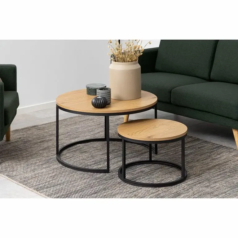 Loftscape Red Living Tables Basse Senez II (lot De 2) – Imitation Chêne Sauvage / Noir