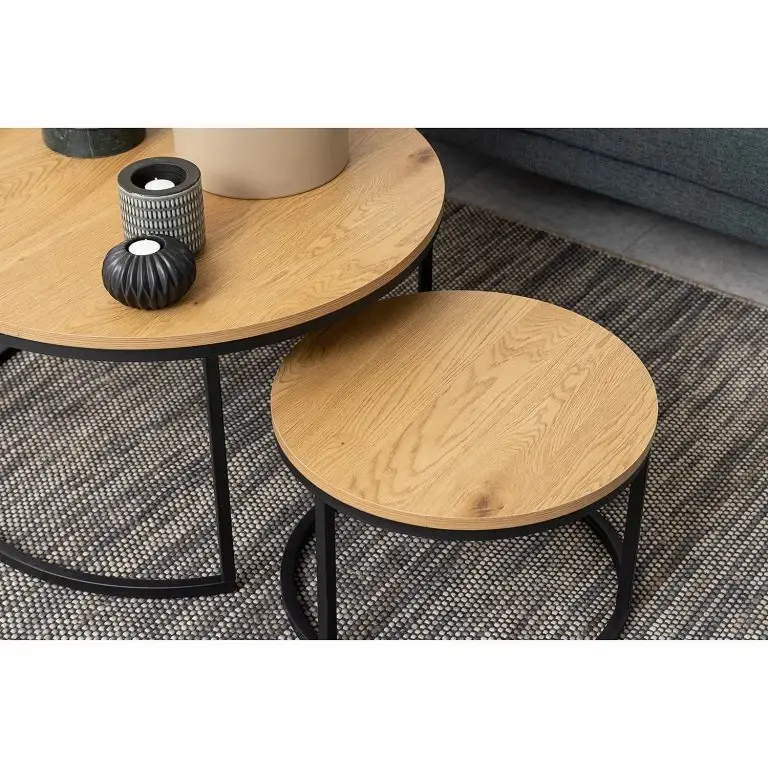 Loftscape Red Living Tables Basse Senez II (lot De 2) – Imitation Chêne Sauvage / Noir