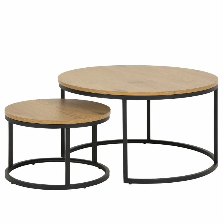 loftscape Red Living Tables basse Senez II (lot de 2) – Imitation chêne sauvage / Noir