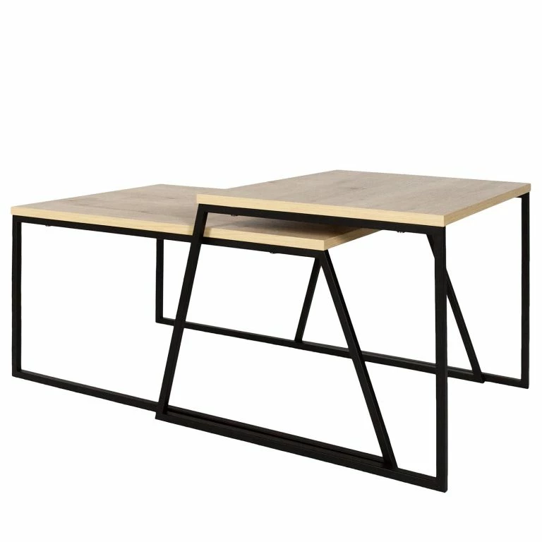 loftscape Red Living Tables basses gigognes Kazo (lot de 2) – Métal – Imitation chêne / Noir