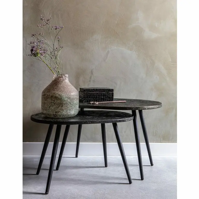 Loftscape Red Living Tables Basses Yaurel (lot De 2) – Métal – Doré Vieilli / Noir