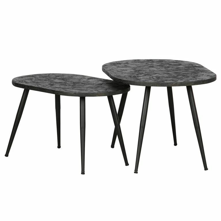 Loftscape Red Living Tables Basses Yaurel (lot De 2) – Métal – Doré Vieilli / Noir