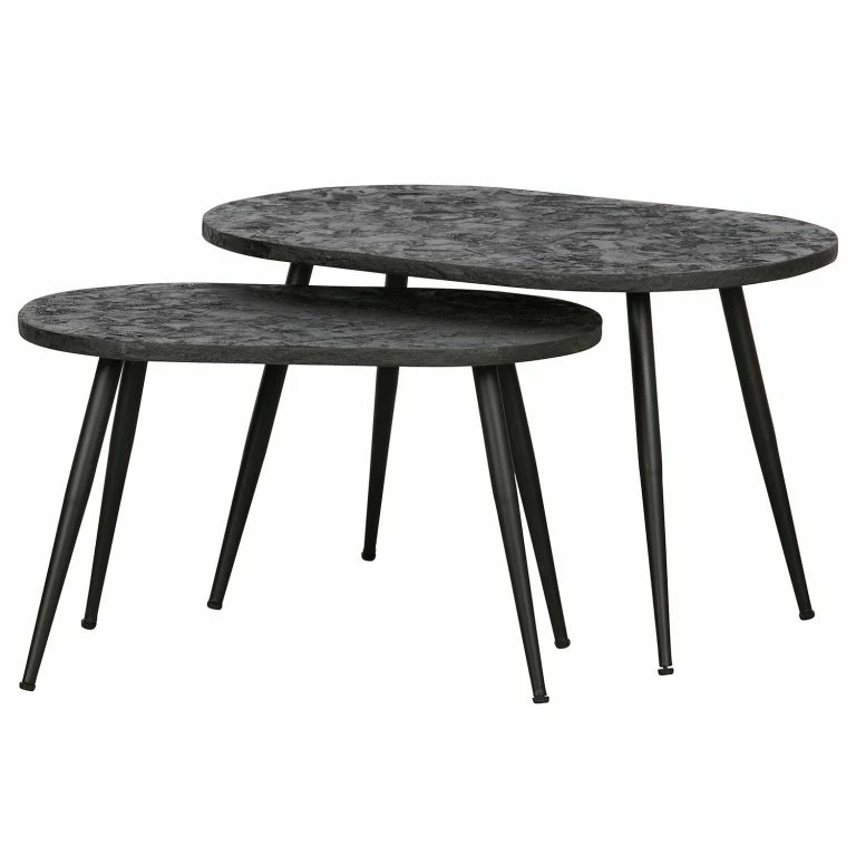 loftscape Red Living Tables basses Yaurel (lot de 2) – Métal – Doré vieilli / Noir