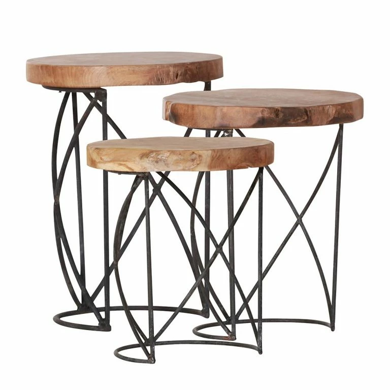 loftscape Red Living Tables d’appoint Sorel (lot de 3) – Teak massif