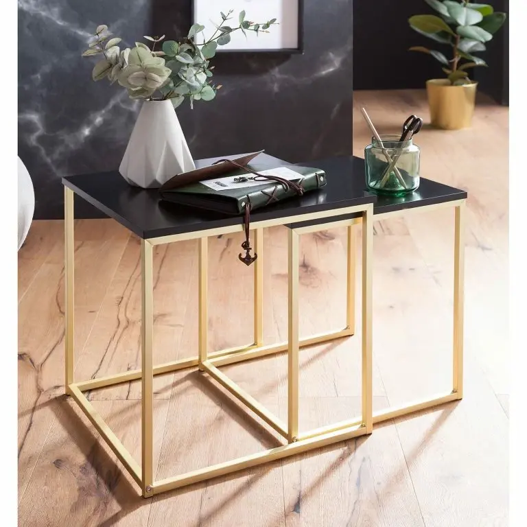 Loftscape Red Living Tables Gigognes Calhan (lot De 2) – Noir Mat / Doré