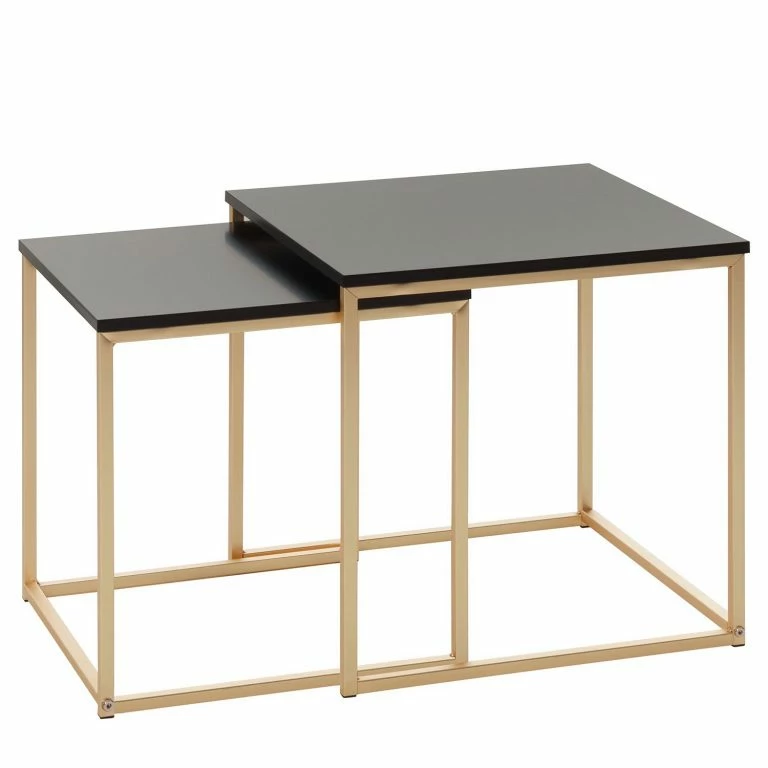 loftscape Red Living Tables gigognes Calhan (lot de 2) – noir mat / Doré
