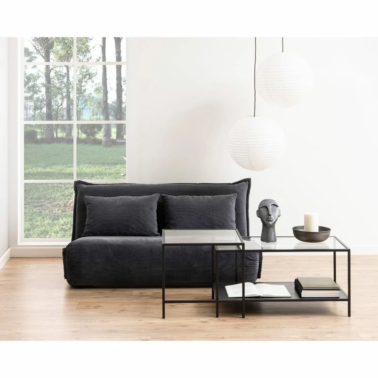 Loftscape Red Living Tables Gigognes Coogee VII (lot De 2) – Verre / Métal – Noir