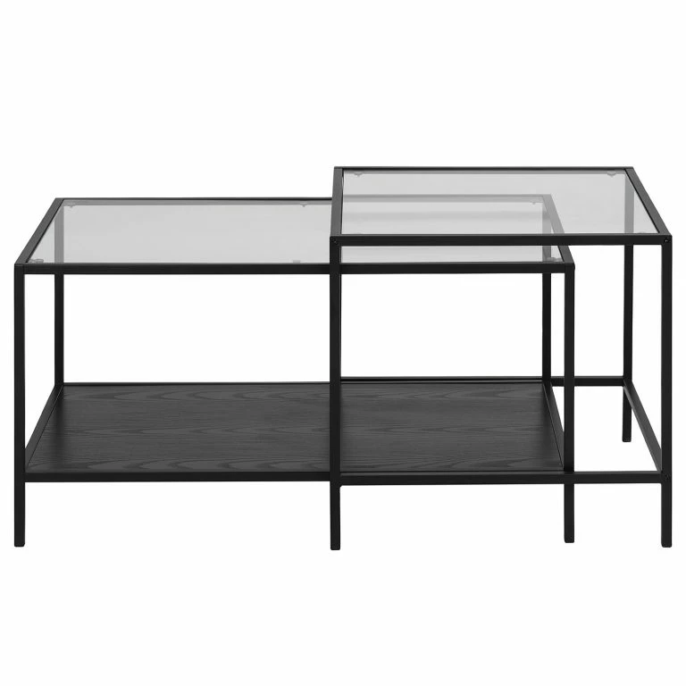 Loftscape Red Living Tables Gigognes Coogee VII (lot De 2) – Verre / Métal – Noir