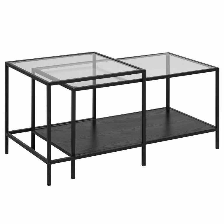 Loftscape Red Living Tables Gigognes Coogee VII (lot De 2) – Verre / Métal – Noir