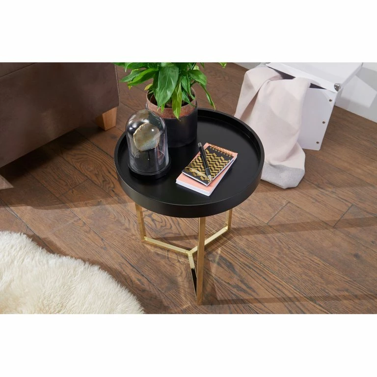 Loftscape Red Living Tables Gigognes Emmerson – Tulipier Massif / Métal – Noir / Doré