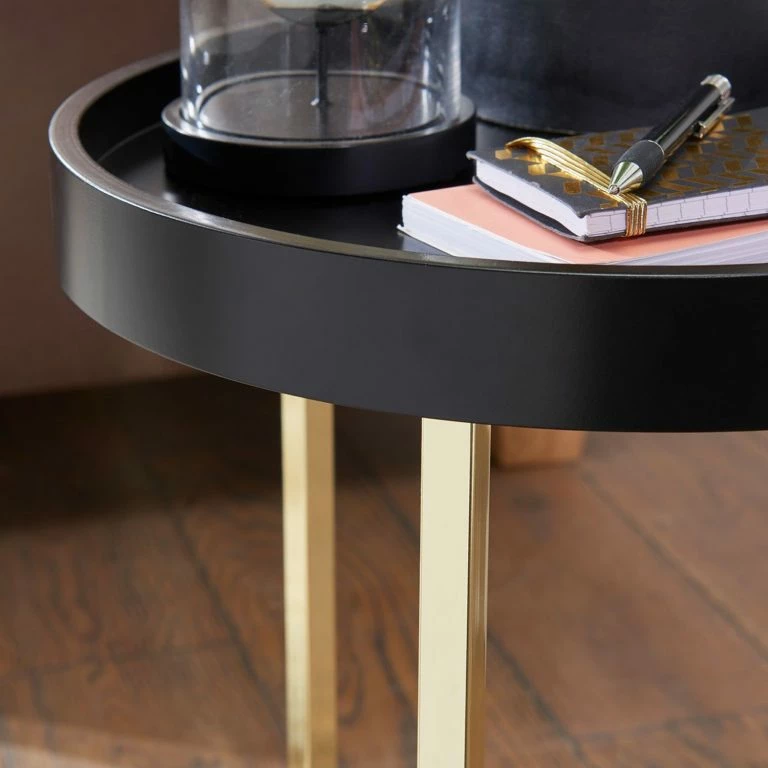 Loftscape Red Living Tables Gigognes Emmerson – Tulipier Massif / Métal – Noir / Doré
