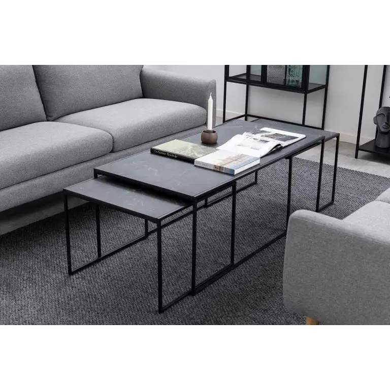 Loftscape Red Living Tables Gigognes Zap I (lot De 3) – Imitation Marbre Noir / Noir