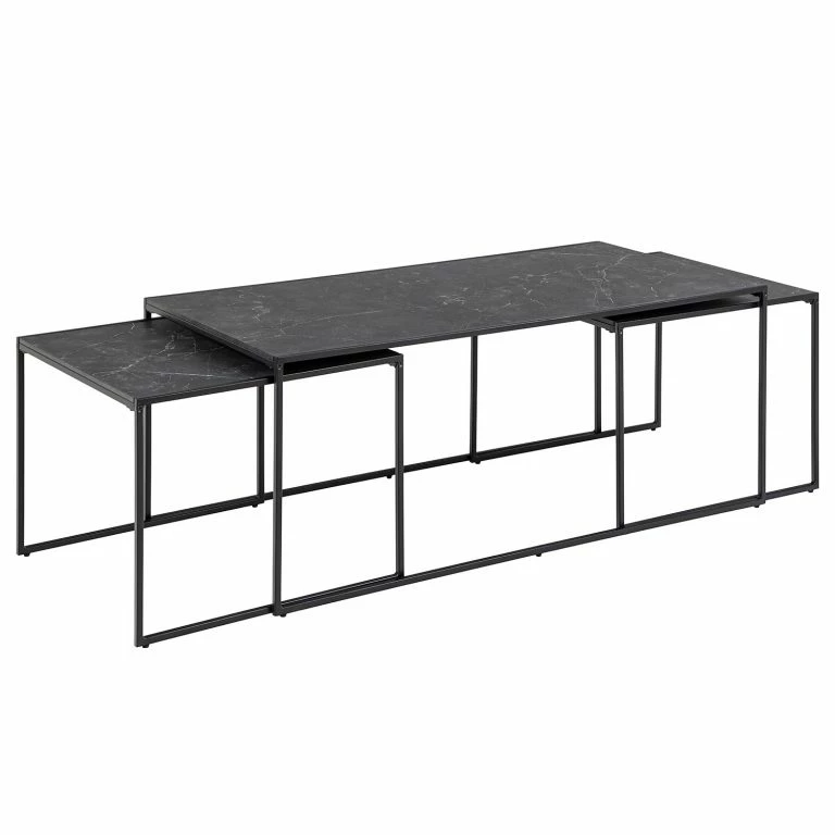 loftscape Red Living Tables gigognes Zap I (lot de 3) – Imitation marbre noir / Noir