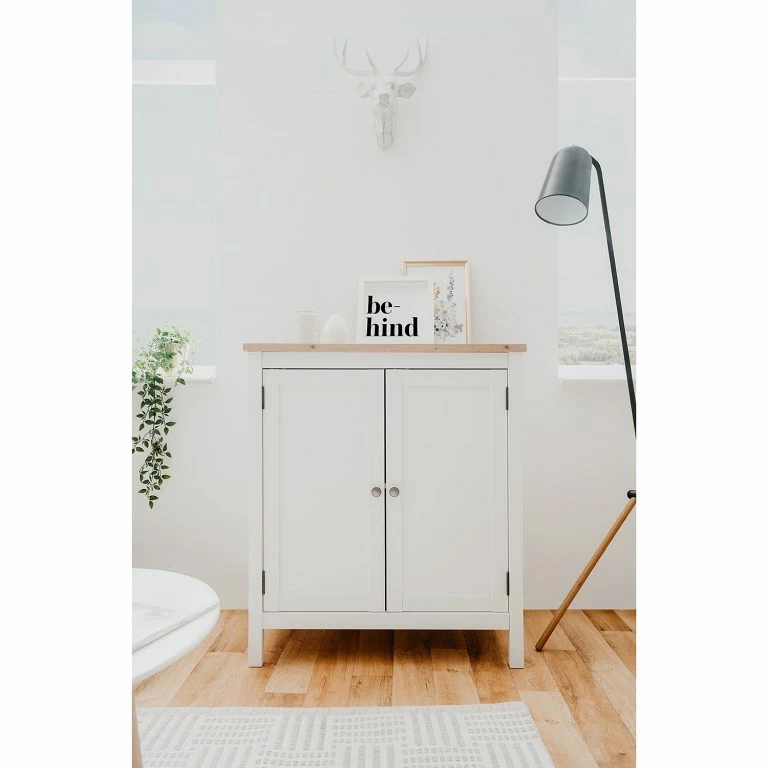 Loftscape Ridgevalley Buffet Bombita – Blanc / Imitation Chêne Artisan