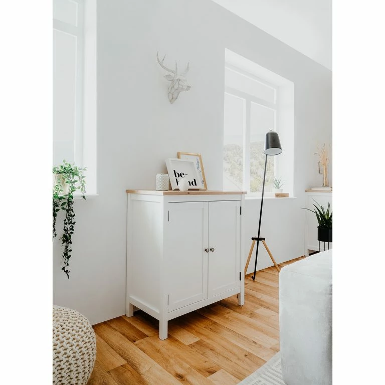 Loftscape Ridgevalley Buffet Bombita – Blanc / Imitation Chêne Artisan