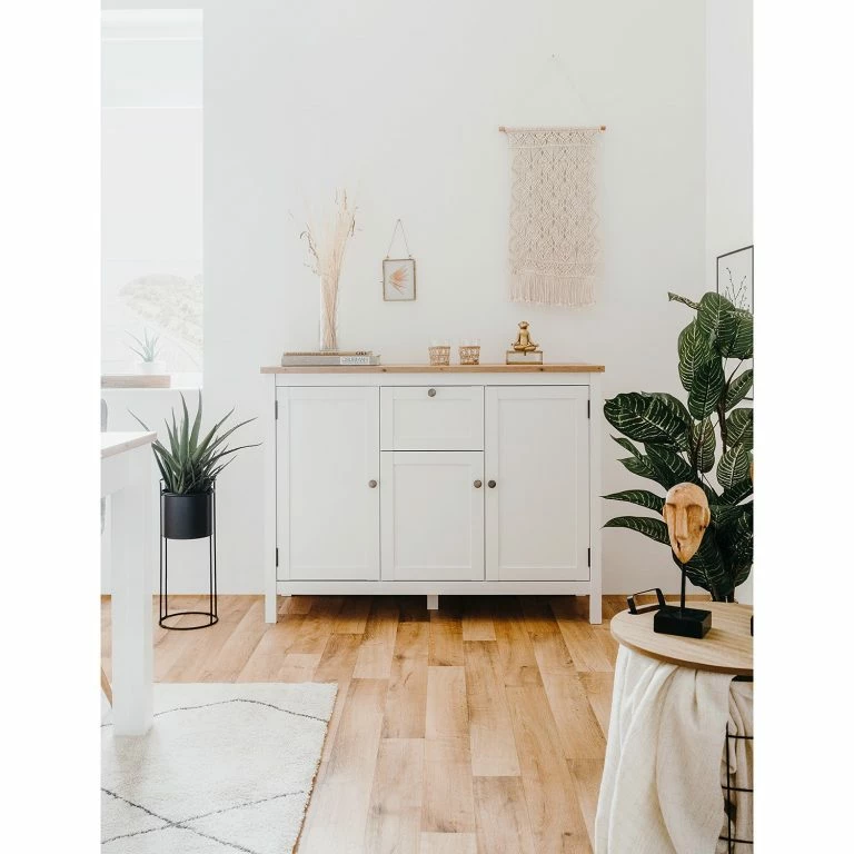 Loftscape Ridgevalley Buffet Bombita III – Blanc / Imitation Chêne Artisan