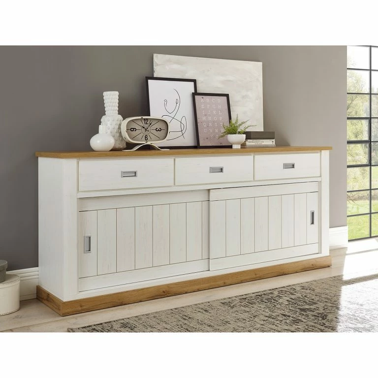 Loftscape Ridgevalley Buffet Ollezy II – Imitation Pin Blanc / Imitation Chêne Artisan