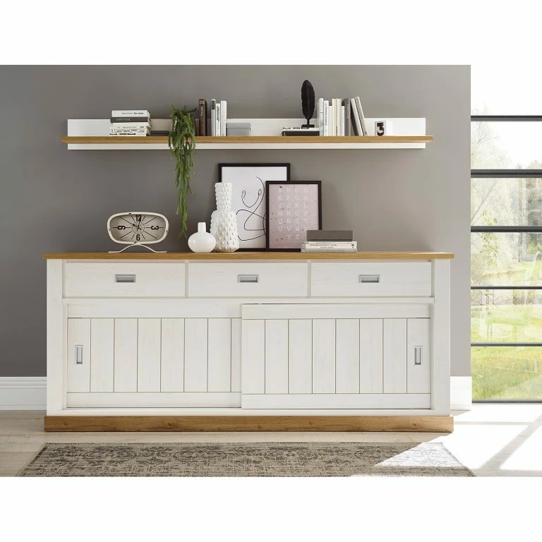 Loftscape Ridgevalley Buffet Ollezy II – Imitation Pin Blanc / Imitation Chêne Artisan