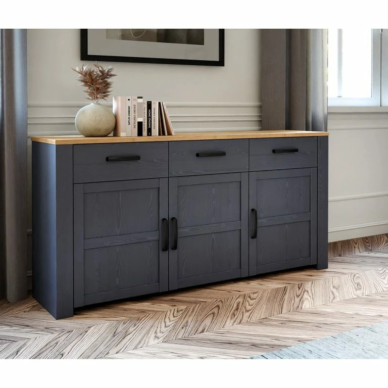 Loftscape Ridgevalley Buffet Vassia I – Imitation Chêne Navy / Imitation Chêne Riviera