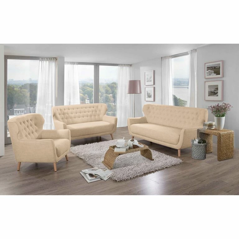 Loftscape Ridgevalley Canapé Mansac (3 Places) – Tissage à Plat – Tissu Gila: Beige