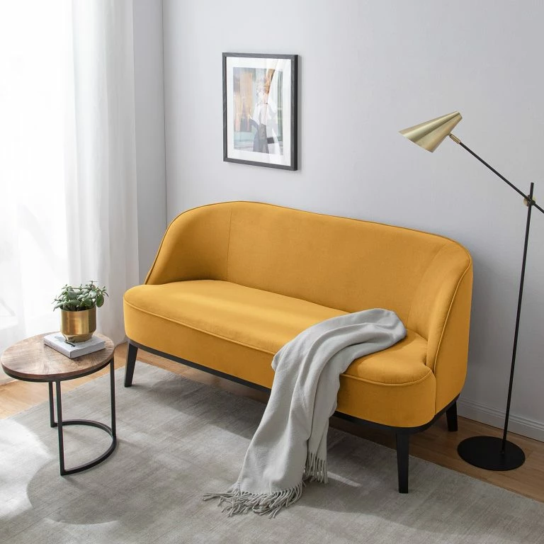 Loftscape Ridgevalley Canapé Voiteur (2-3 Places) – Microfibre Sela: Jaune Maïs – Hêtre Foncé