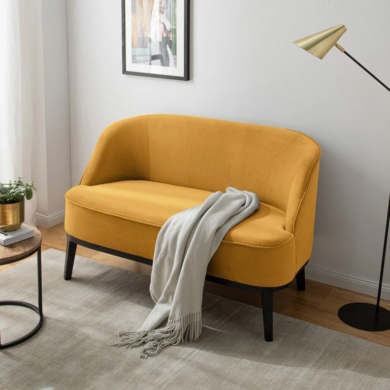 Loftscape Ridgevalley Canapé Voiteur (2-3 Places) – Microfibre Sela: Jaune Maïs – Hêtre Foncé