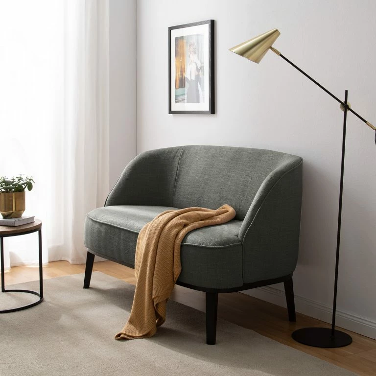Loftscape Ridgevalley Canapé Voiteur (2-3 Places) – Tissu Noela: Gris – Hêtre Foncé
