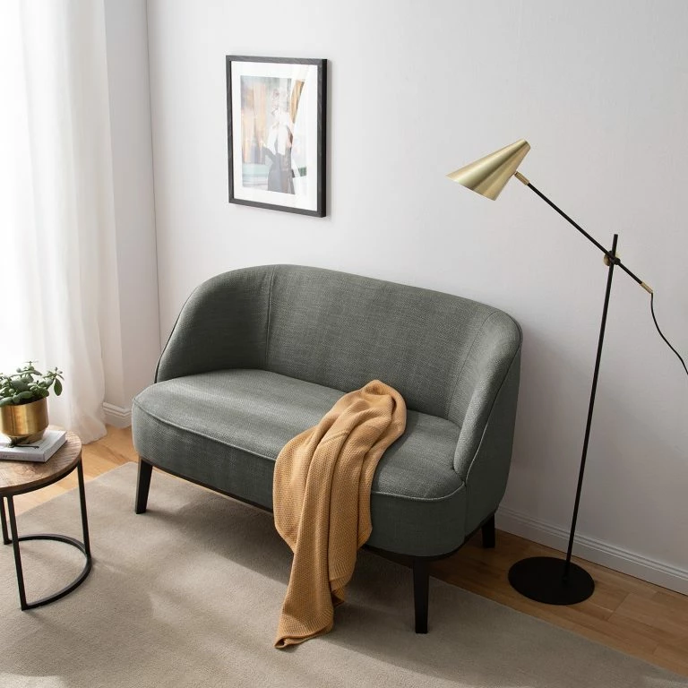 Loftscape Ridgevalley Canapé Voiteur (2-3 Places) – Tissu Noela: Gris – Hêtre Foncé