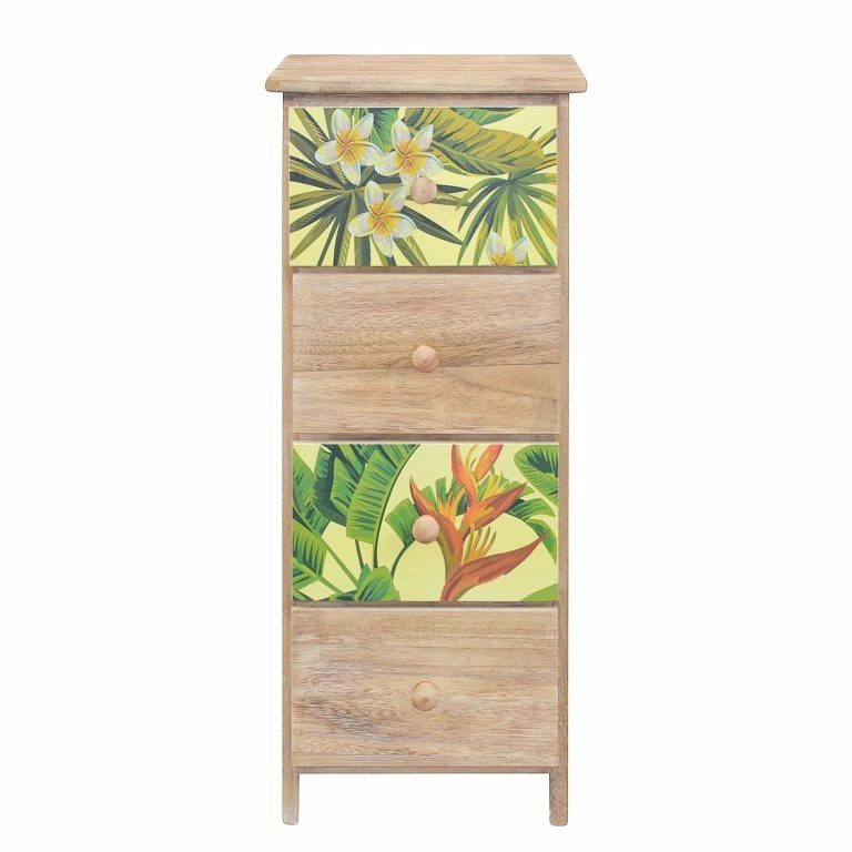 Loftscape Ridgevalley Commode Akbou – Partiellement En Paulownia Massif – Marron / Multicolore – Hauteur : 74 Cm