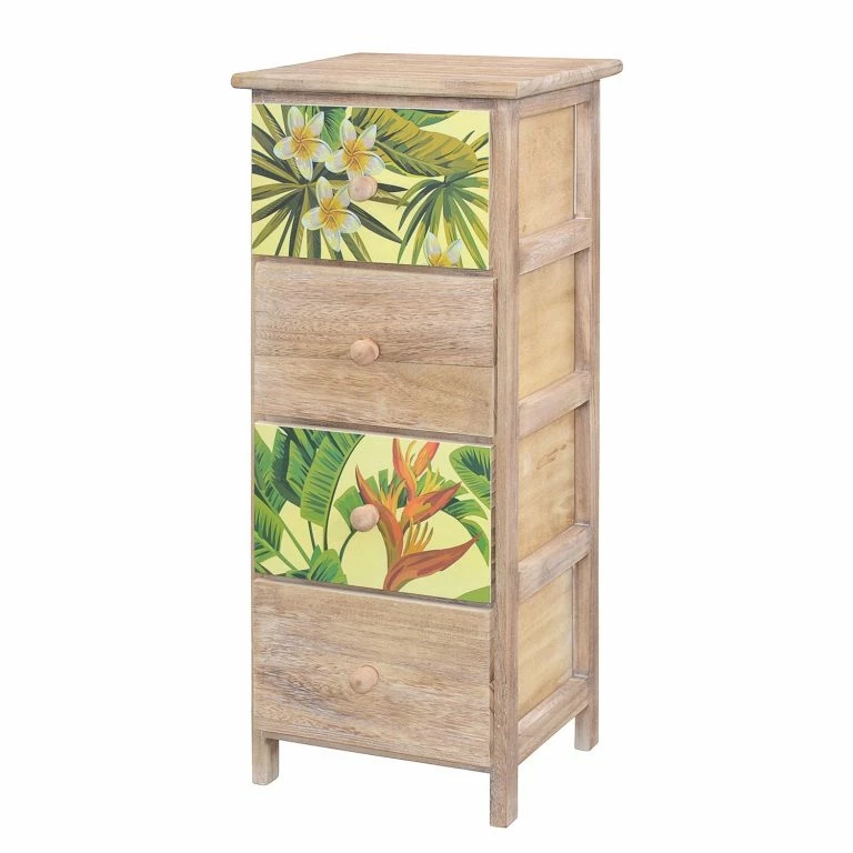loftscape Ridgevalley Commode Akbou – Partiellement en paulownia massif – Marron / Multicolore – Hauteur : 74 cm
