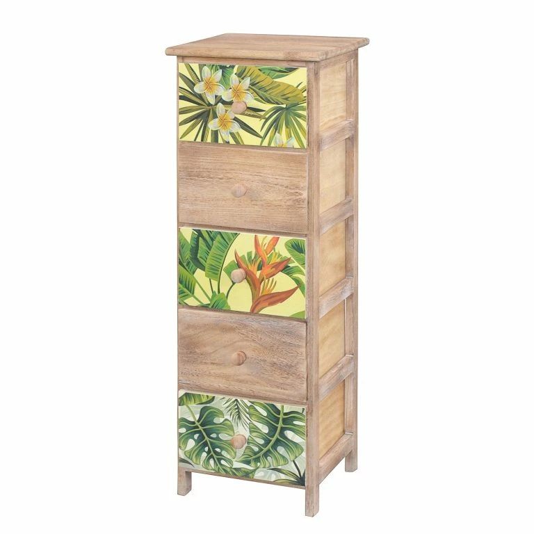 loftscape Ridgevalley Commode Akbou – Partiellement en paulownia massif – Marron / Multicolore – Hauteur : 90 cm