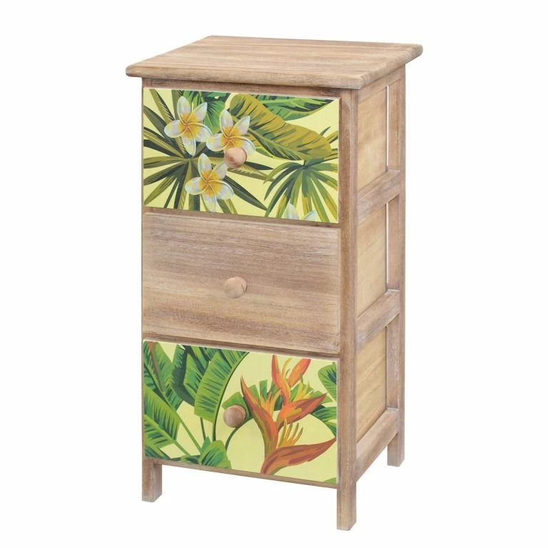 loftscape Ridgevalley Commode Akbou – Partiellement en paulownia massif – Marron / Multicolore – Hauteur : 58 cm