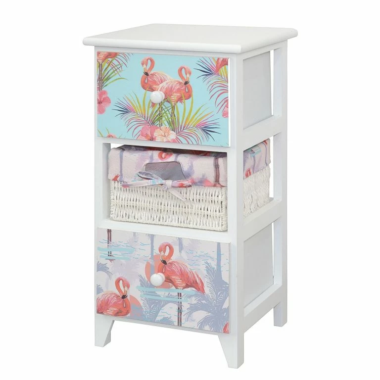 loftscape Ridgevalley Commode Razlog – Partiellement en paulownia massif – Blanc / Multicolore – Hauteur : 58 cm