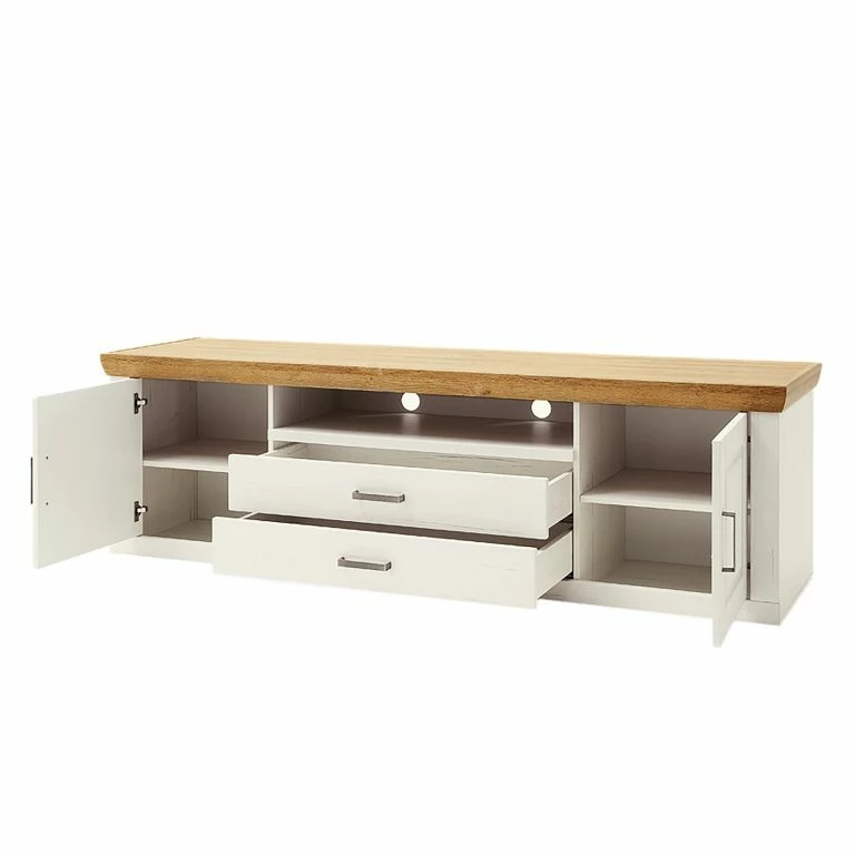 Loftscape Ridgevalley Meuble TV Arez – Pin Blanc / Chêne – Largeur : 198 Cm