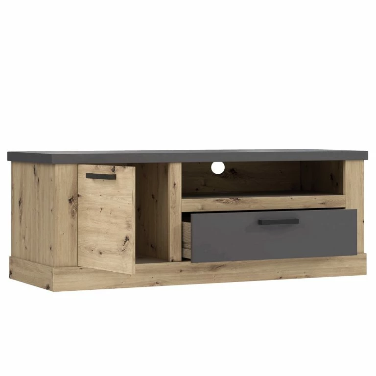 Loftscape Ridgevalley Meuble TV Moro – Imitation Chêne Artisan / Gris
