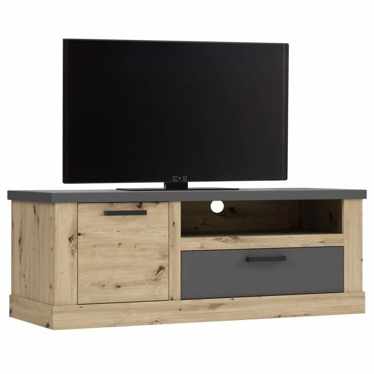 loftscape Ridgevalley Meuble TV Moro – Imitation chêne artisan / Gris