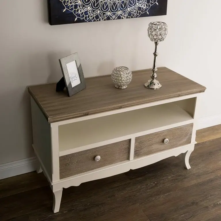 Loftscape Ridgevalley Meuble TV Pua – Eucalyptus Massif – Blanc / Marron