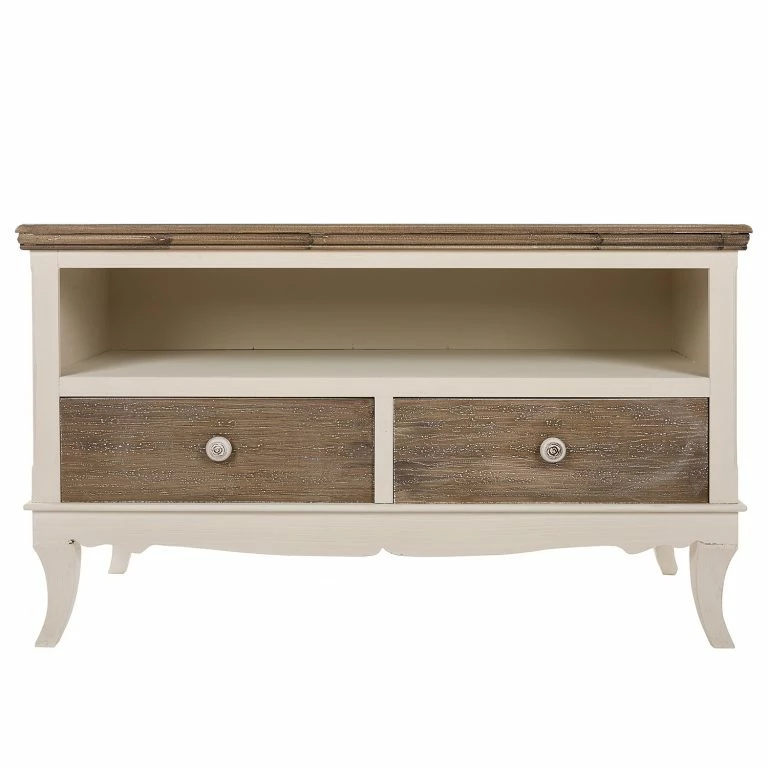 Loftscape Ridgevalley Meuble TV Pua – Eucalyptus Massif – Blanc / Marron