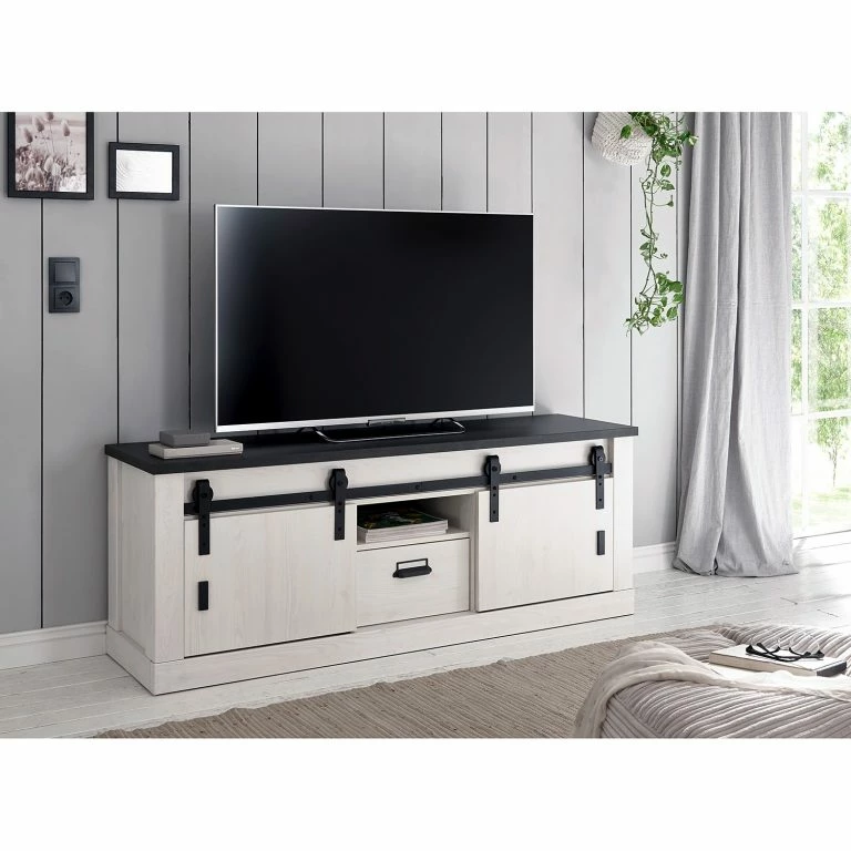 Loftscape Ridgevalley Meuble TV Shutter I – Imitation Pin Blanc