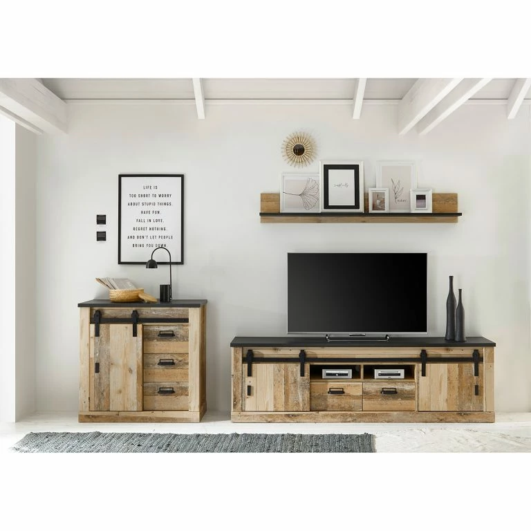 Loftscape Ridgevalley Meuble TV Shutter II – Imitation Chêne