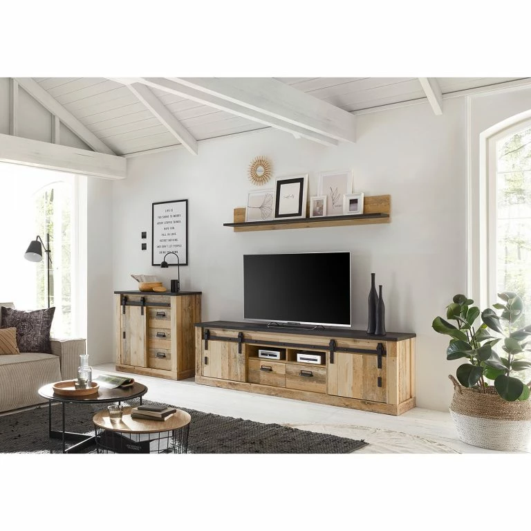 Loftscape Ridgevalley Meuble TV Shutter II – Imitation Chêne