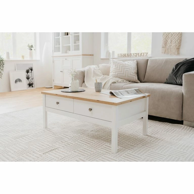 Loftscape Ridgevalley Table Basse Bombita – Blanc / Imitation Chêne Artisan