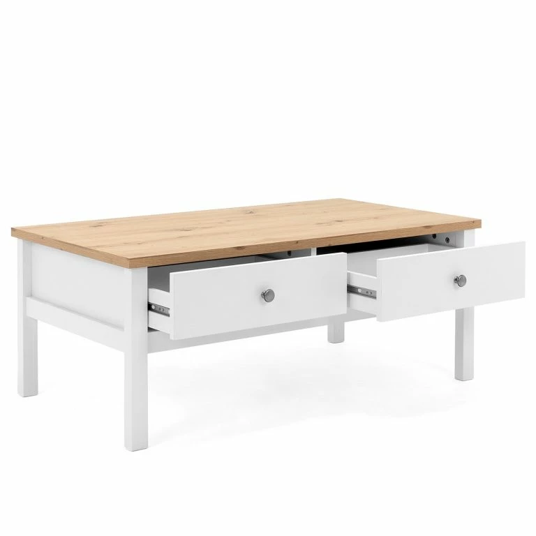 Loftscape Ridgevalley Table Basse Bombita – Blanc / Imitation Chêne Artisan
