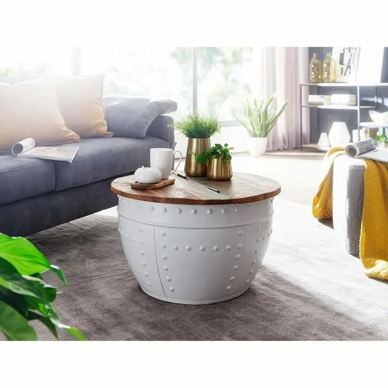 Loftscape Ridgevalley Table Basse Massaa I – Manguier Massif / Métal – Manguier / Blanc