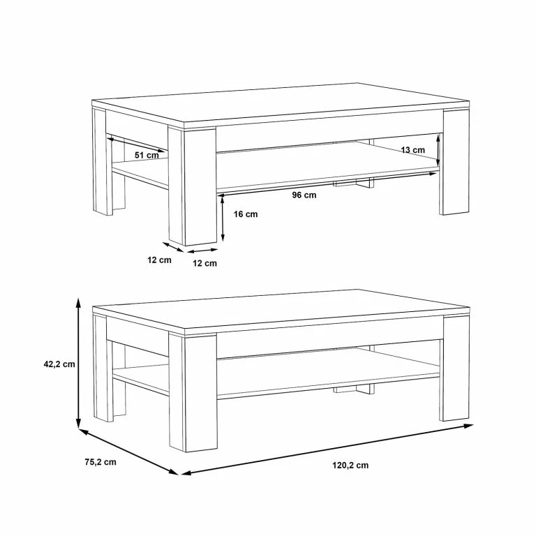 Loftscape Ridgevalley Table Basse Moro – Imitation Chêne Artisan