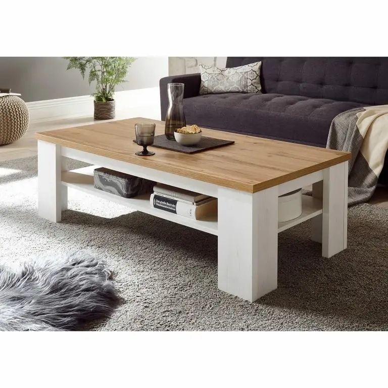 Loftscape Ridgevalley Table Basse Ollezy – Imitation Pin Blanc / Imitation Chêne Artisan