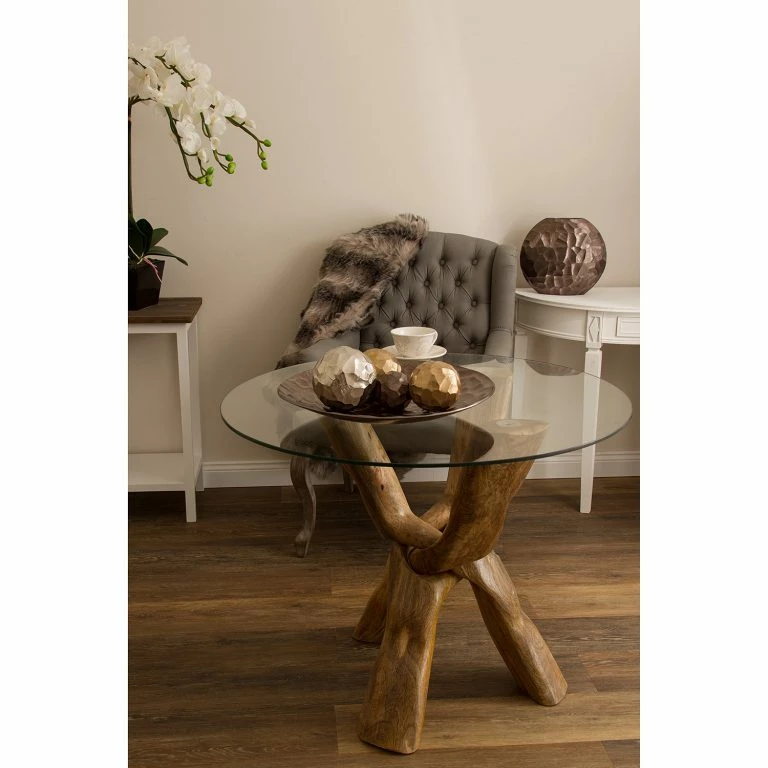 Loftscape Ridgevalley Table Basse Sandy – Manguier Massif / Verre – Marron