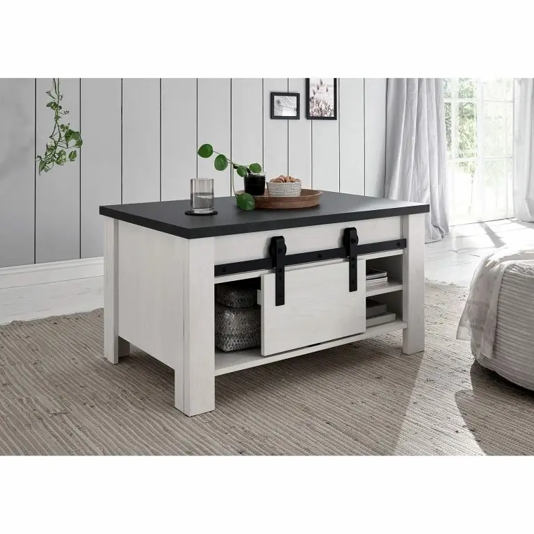 Loftscape Ridgevalley Table Basse Shutter – Imitation Pin Blanc